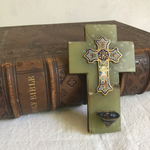 Load image into Gallery viewer, Antique Champlevé Onyx Crucifix
