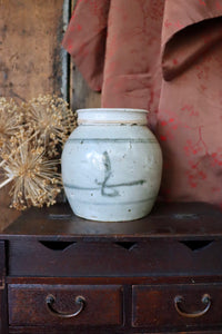 Medium Antique Stoneware Ginger Lidded Jar