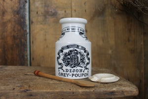Lidded Dijon Grey-Poupon Pot with Spoon