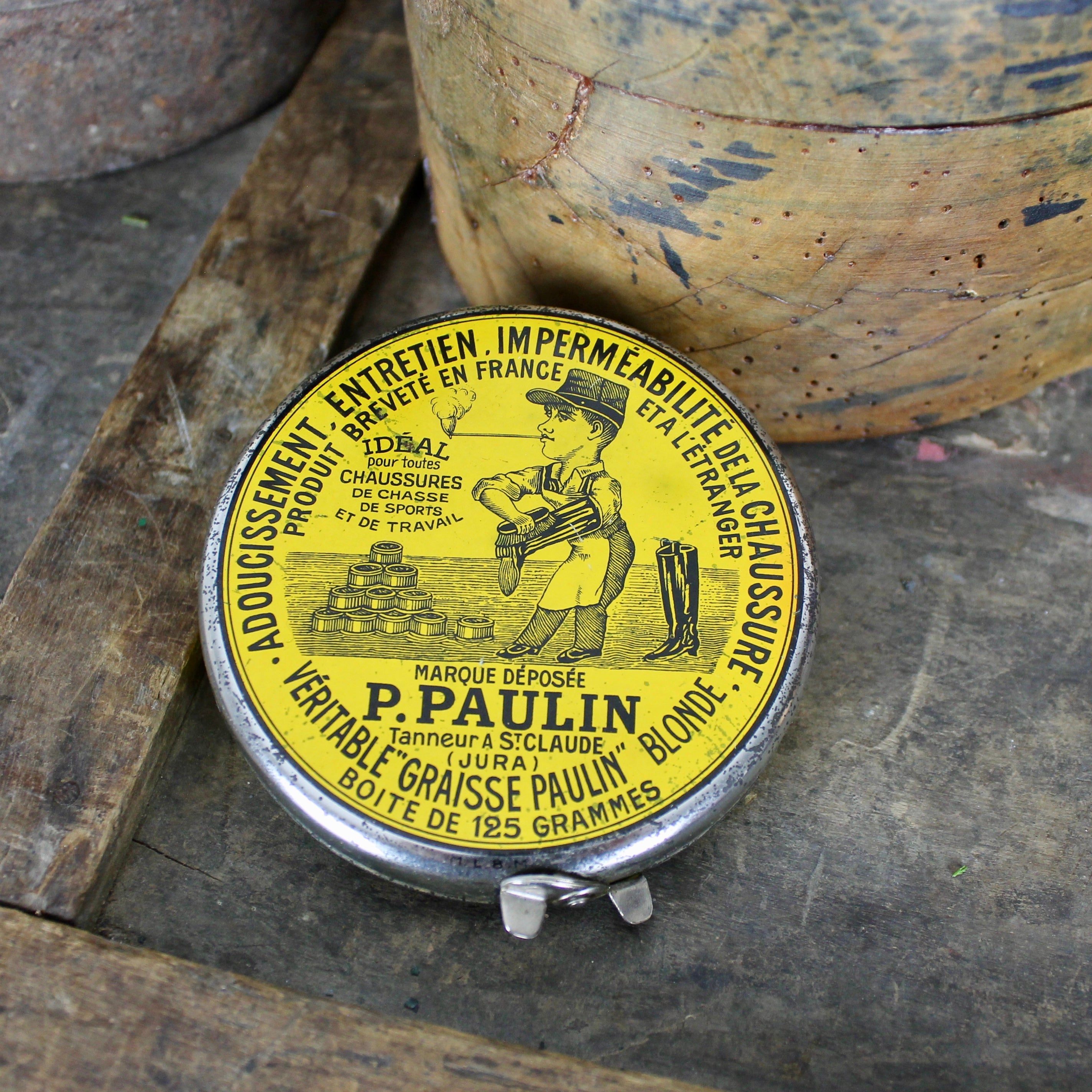 Vintage French P.Paulin Boot Polish Tin