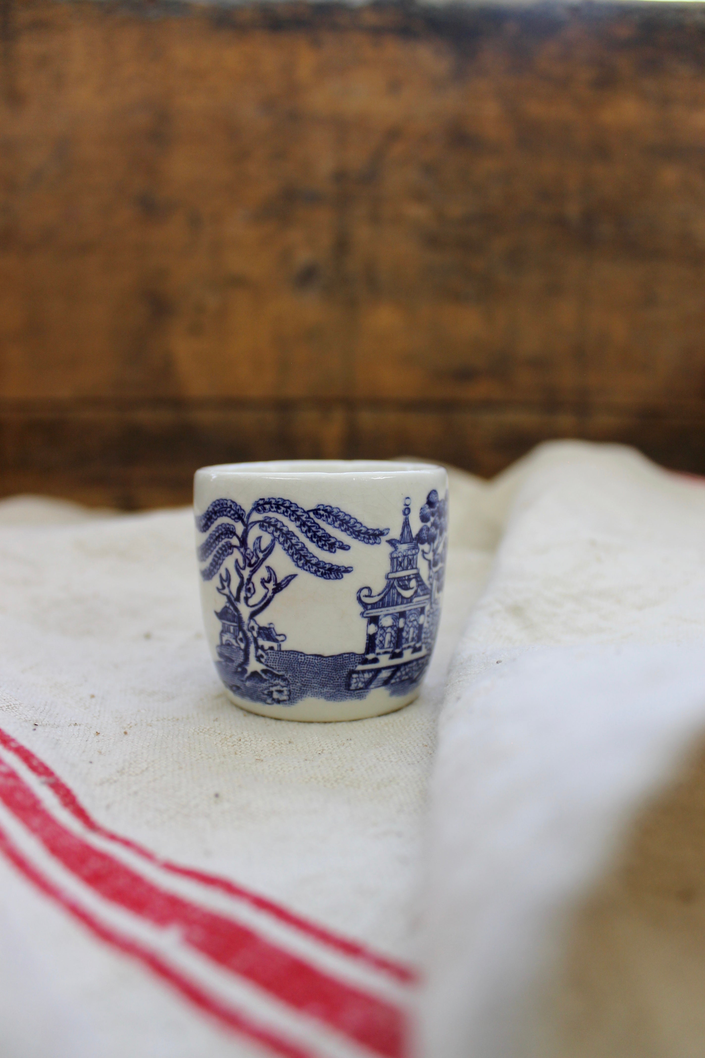 Vintage Willow Pattern Egg Cup