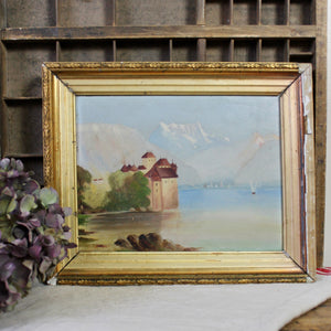 French Chateau de Chillon Oil Painting