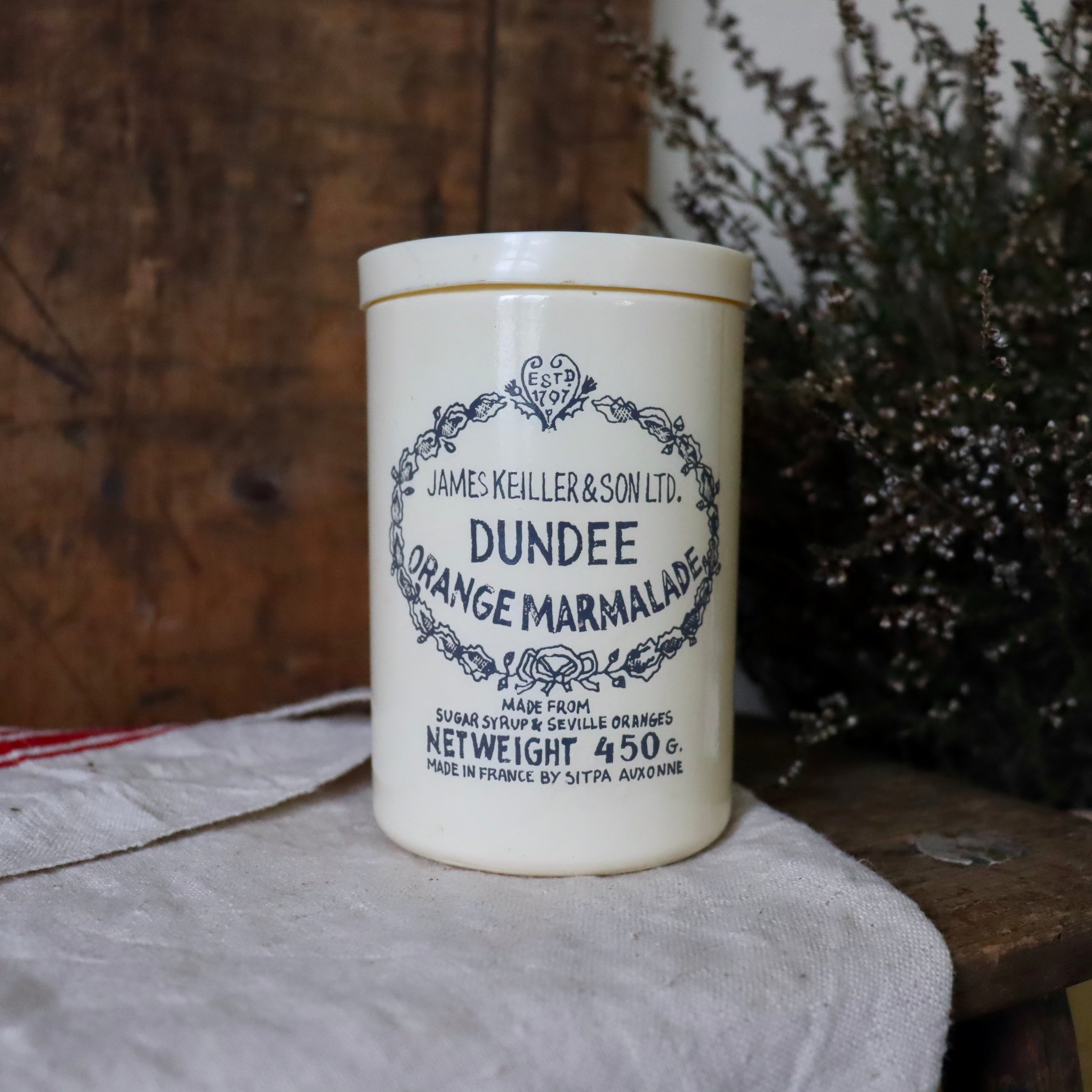 James Keiller & Son's Dundee 1lb Milk Glass Marmalade Jar