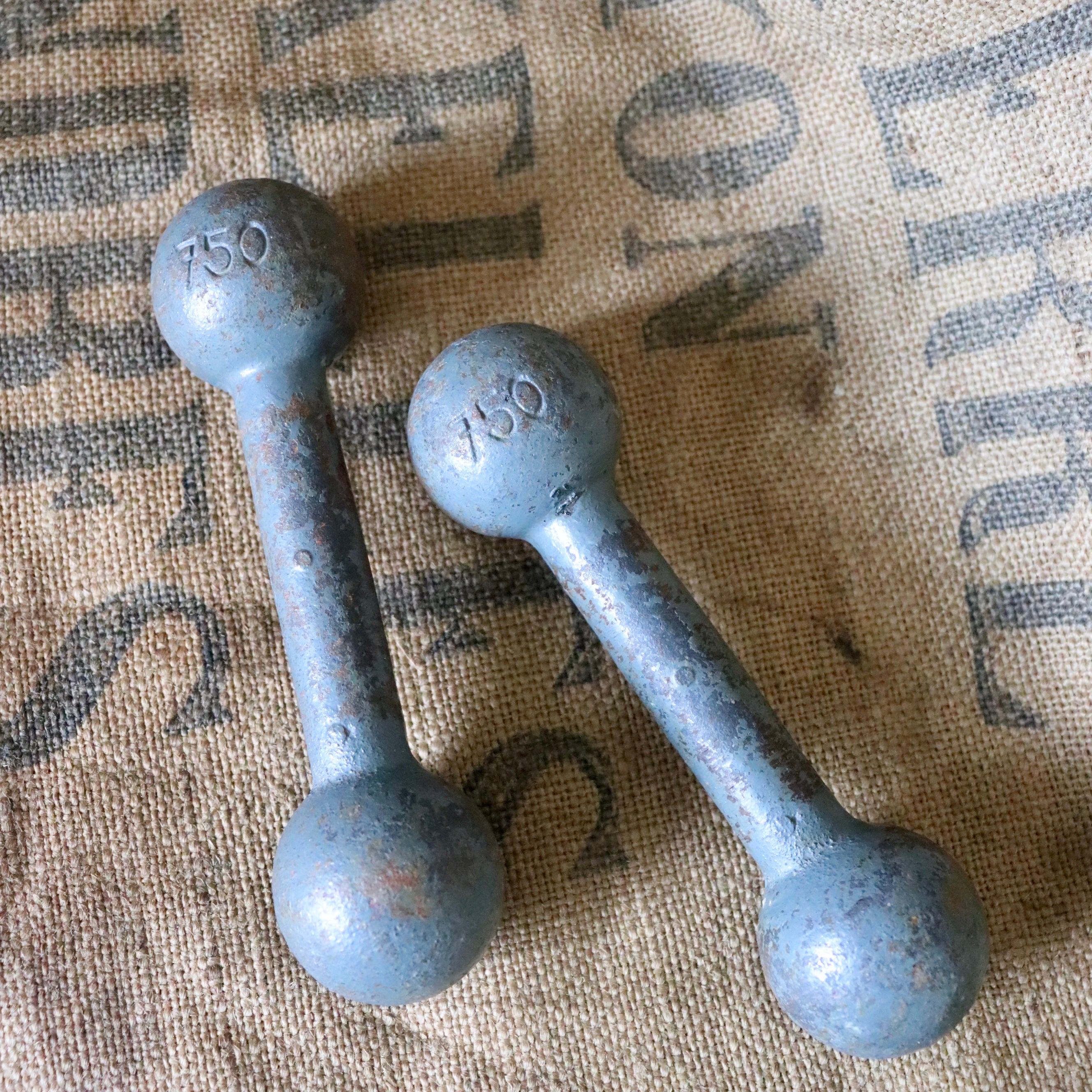 Pair of Antique French Iron Barbells