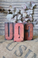 Load image into Gallery viewer, Red Vintage Wooden Printers Letter Stamps
