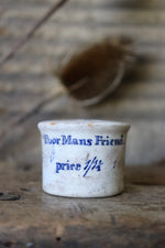 Load image into Gallery viewer, Antique Poor Man&#39;s Friend Ointment Pot

