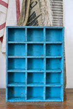 Load image into Gallery viewer, Vintage French Rustic Blue Wooden Cubby Unit
