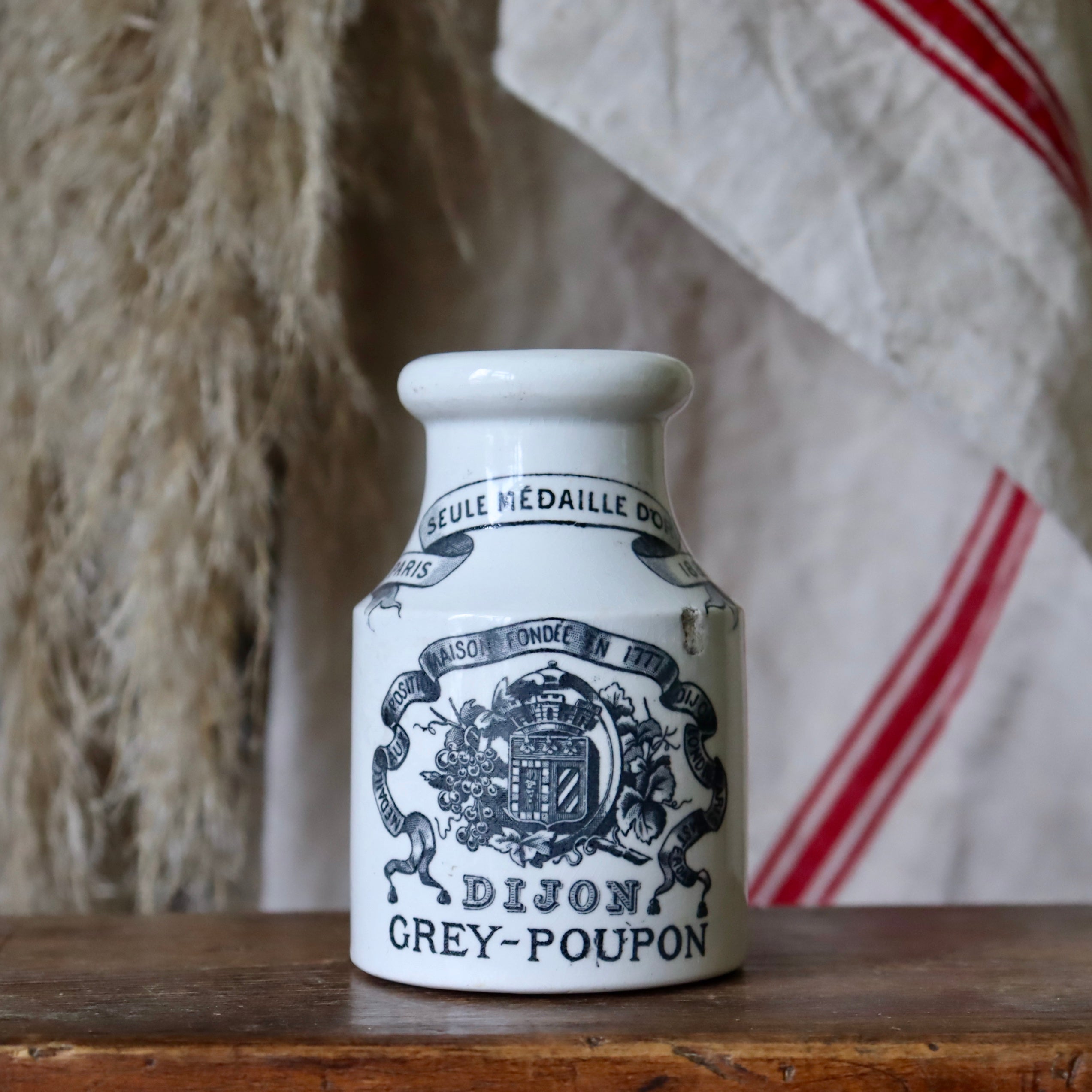 Antique French Dijon Grey-Poupon Pot
