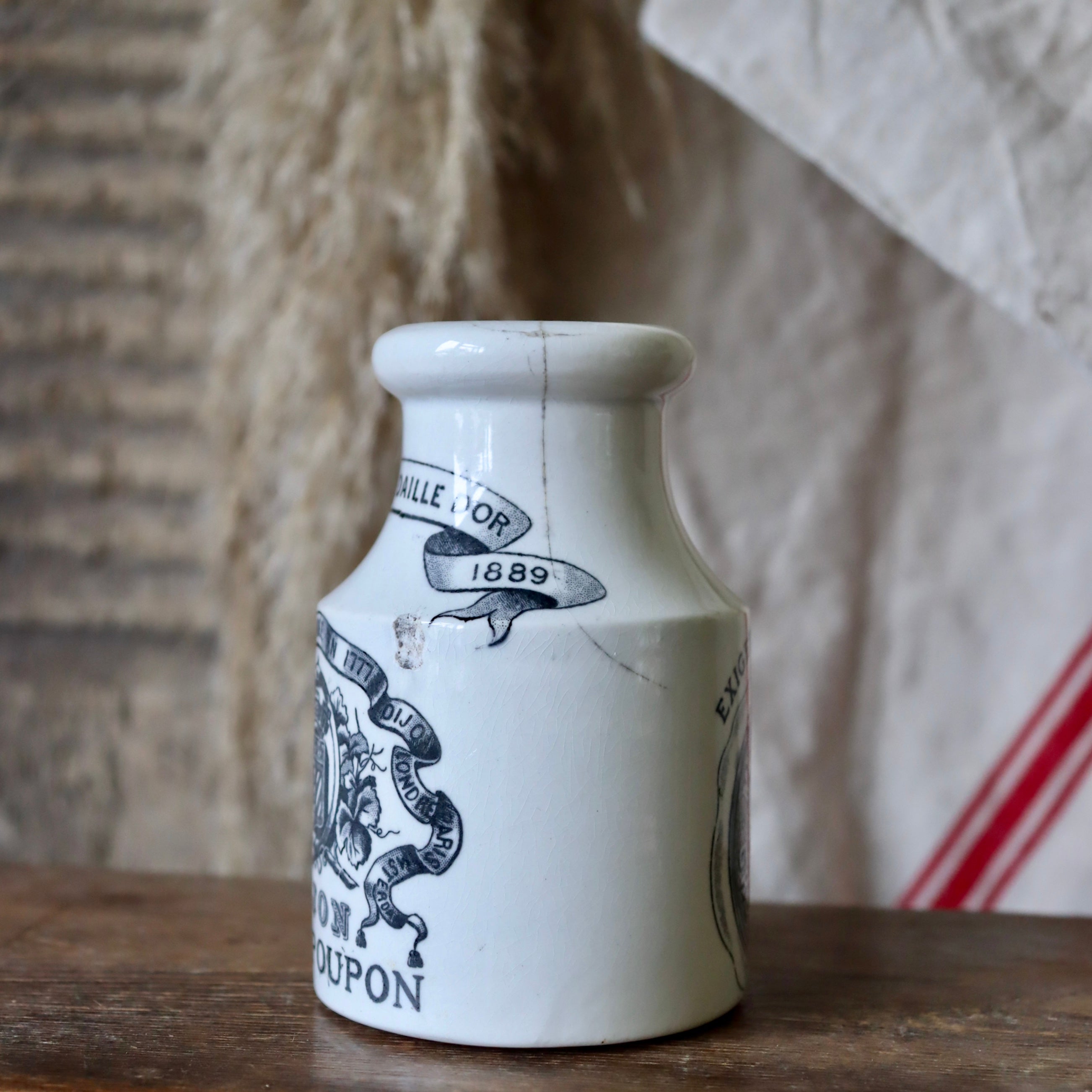 Antique French Dijon Grey-Poupon Pot