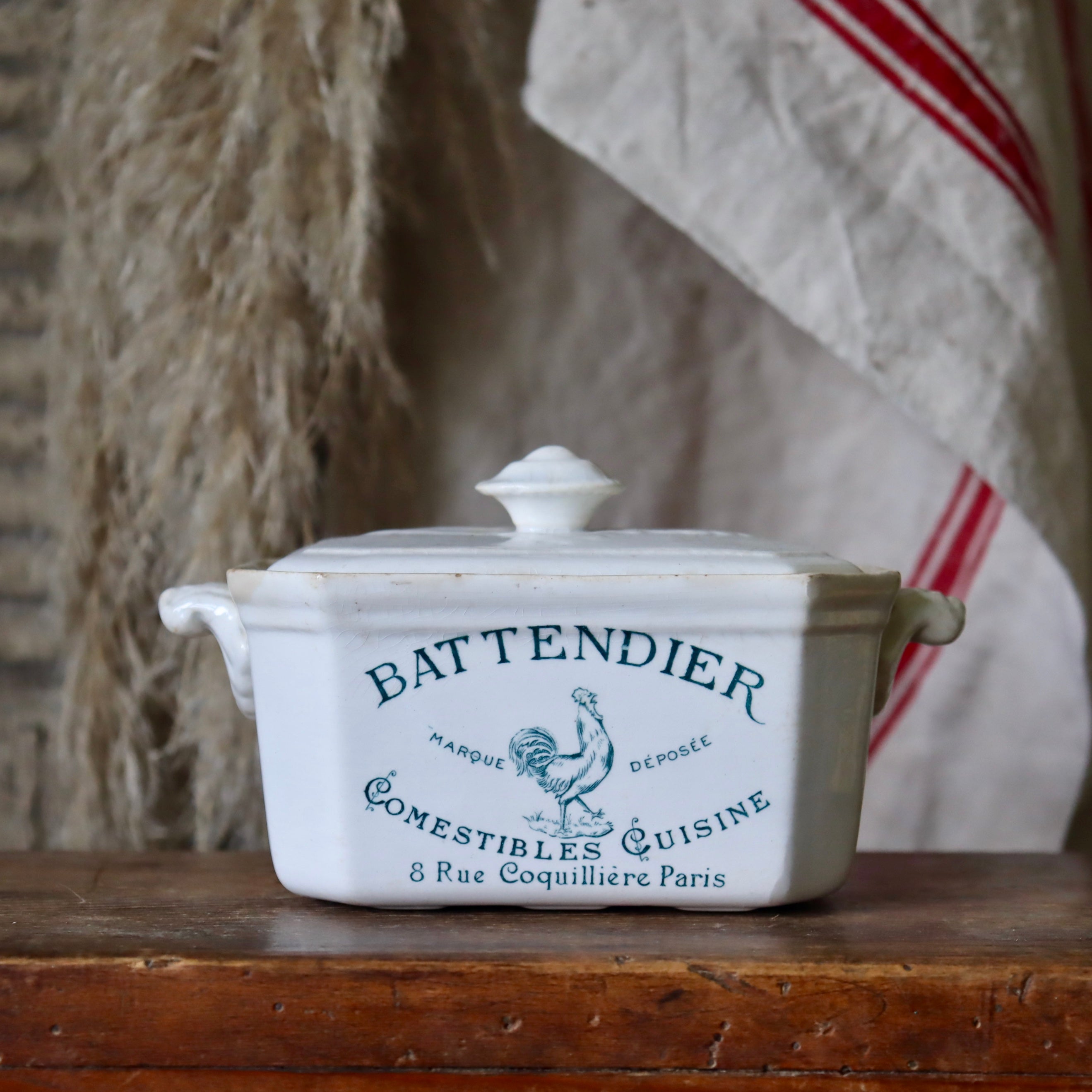 Rare Antique French Battendier Comestibles Cuisine Terrine