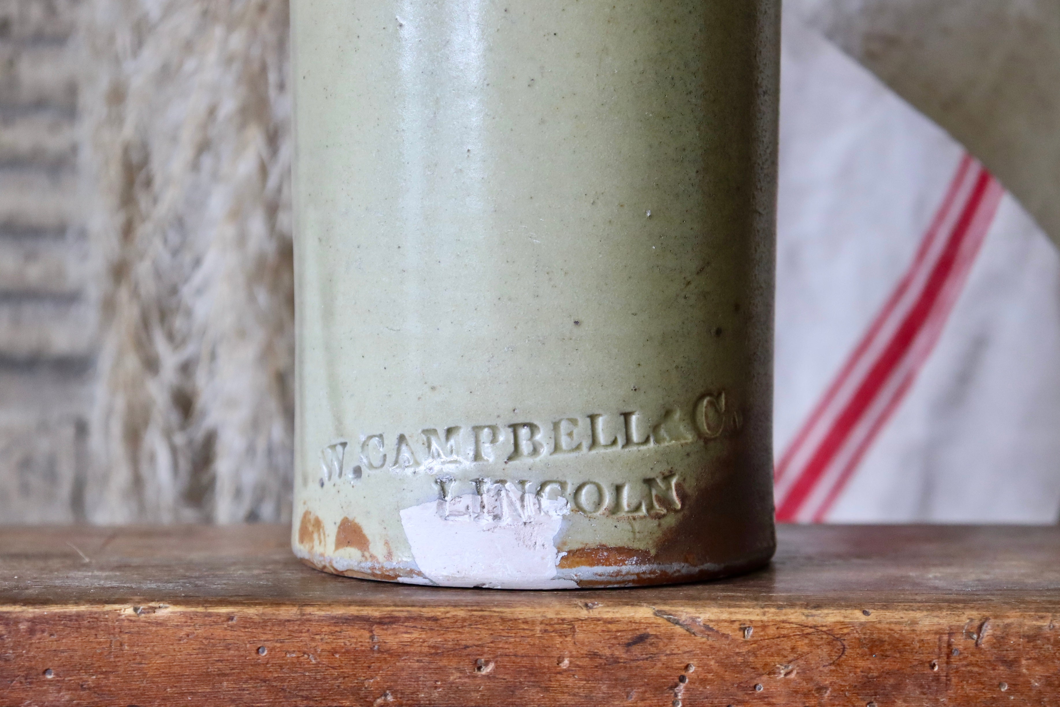 Antique Stoneware W. Campbell & Co, Lincoln Porter Bottle