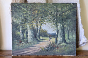 French Landscape Countryside Scene Oil on Canvas