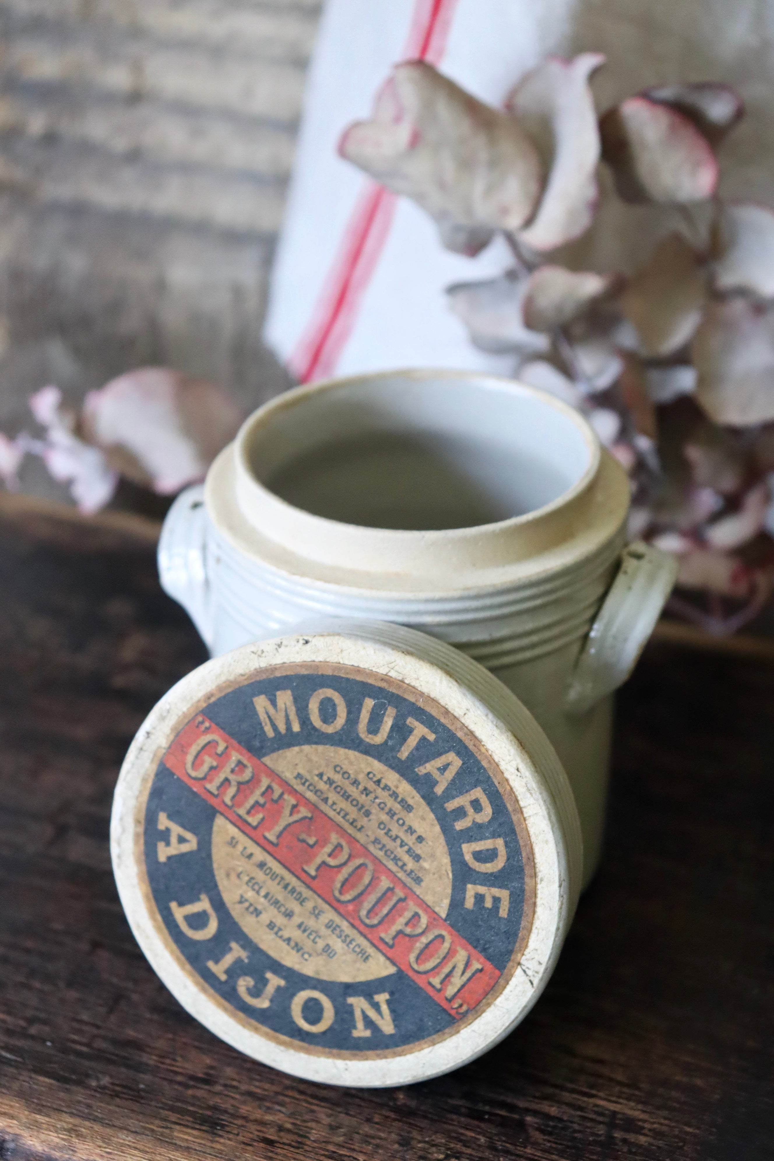 Moutarde Grey-Poupon A Dijon Stoneware Advertising Pot