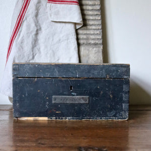 Antique Rustic Wooden Box - Initials H.G.J Sharpe