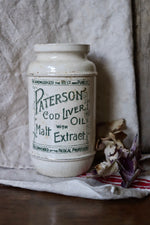 Load image into Gallery viewer, Antique Paterson Cod Liver Oil Chemist Pot
